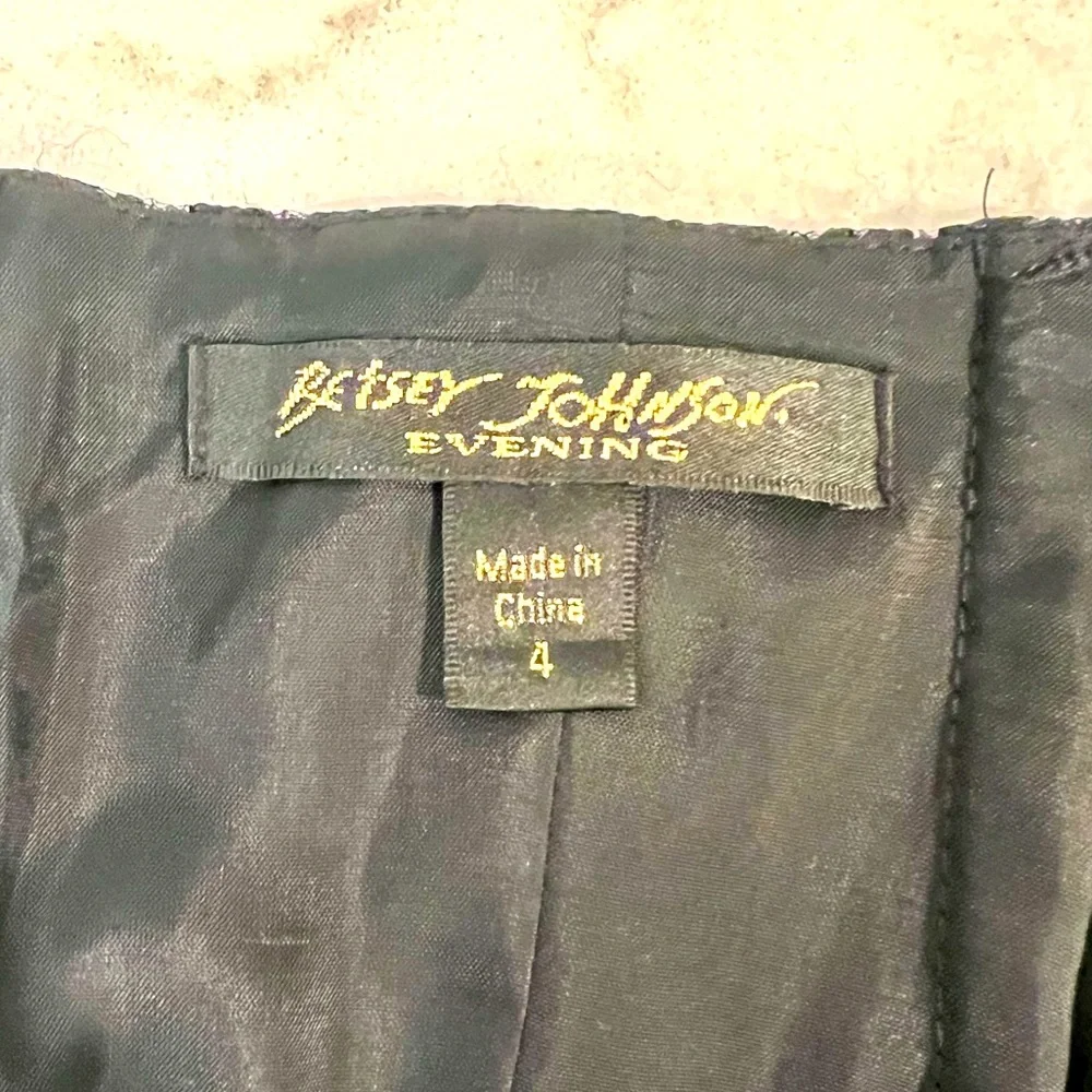 Rare Vintage BETSEY JOHNSON Evening Tulle Lace Velvet LBD Little Black Dress 2 - Picture 4 of 6